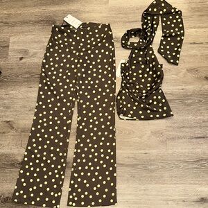 Zara Brown and Yellow Polka Dot Set